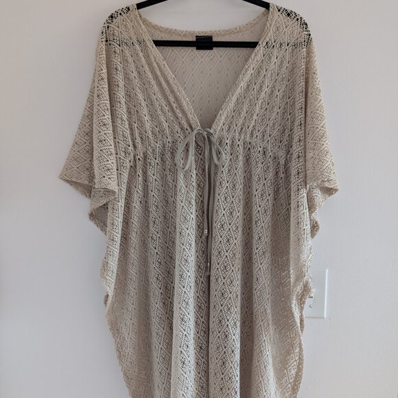 Elegant Beige Crochet Swim Cover-Up - Picture 1 of 6